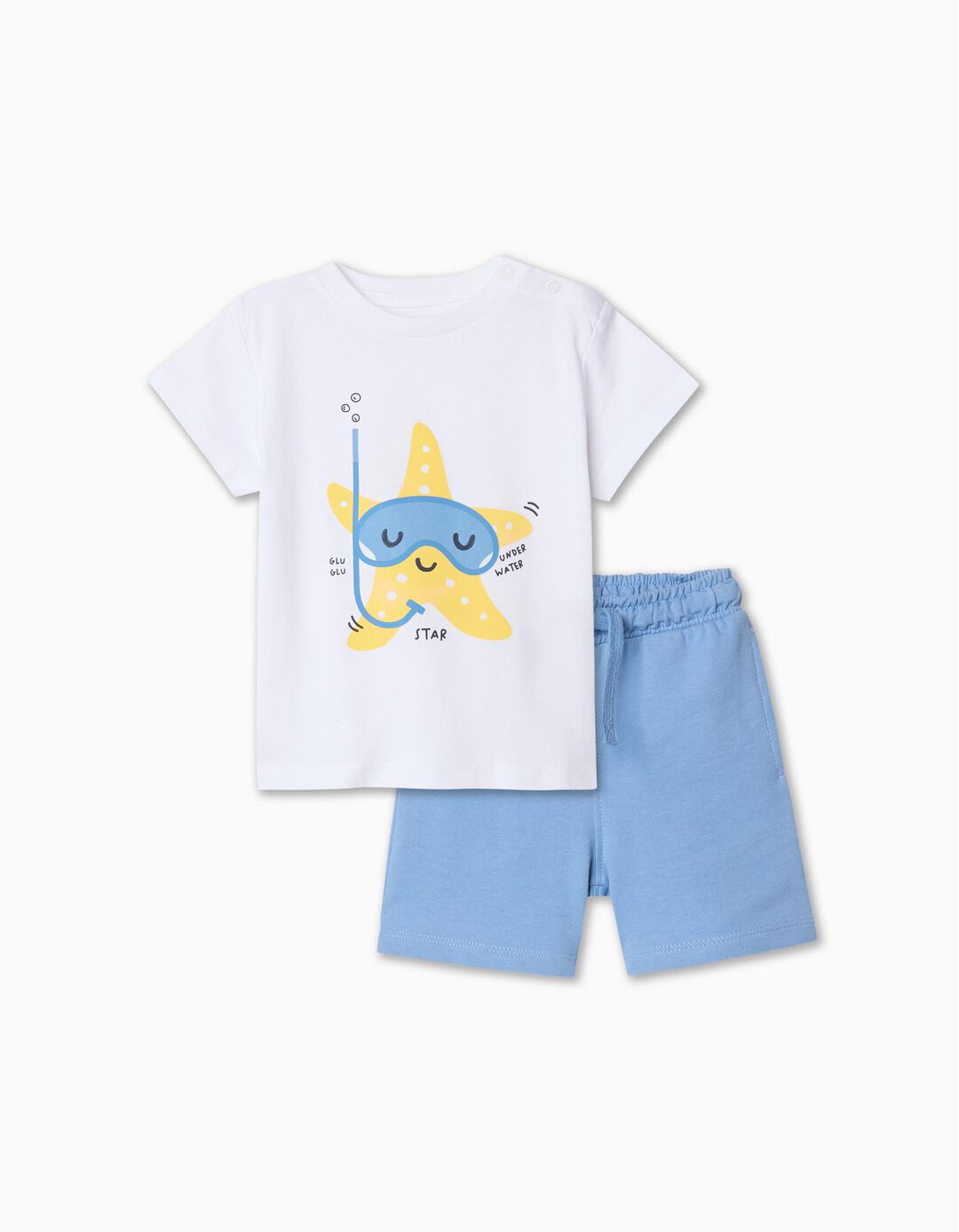 Conjunto T-shirt + Calções, Bebé Menino, Branco