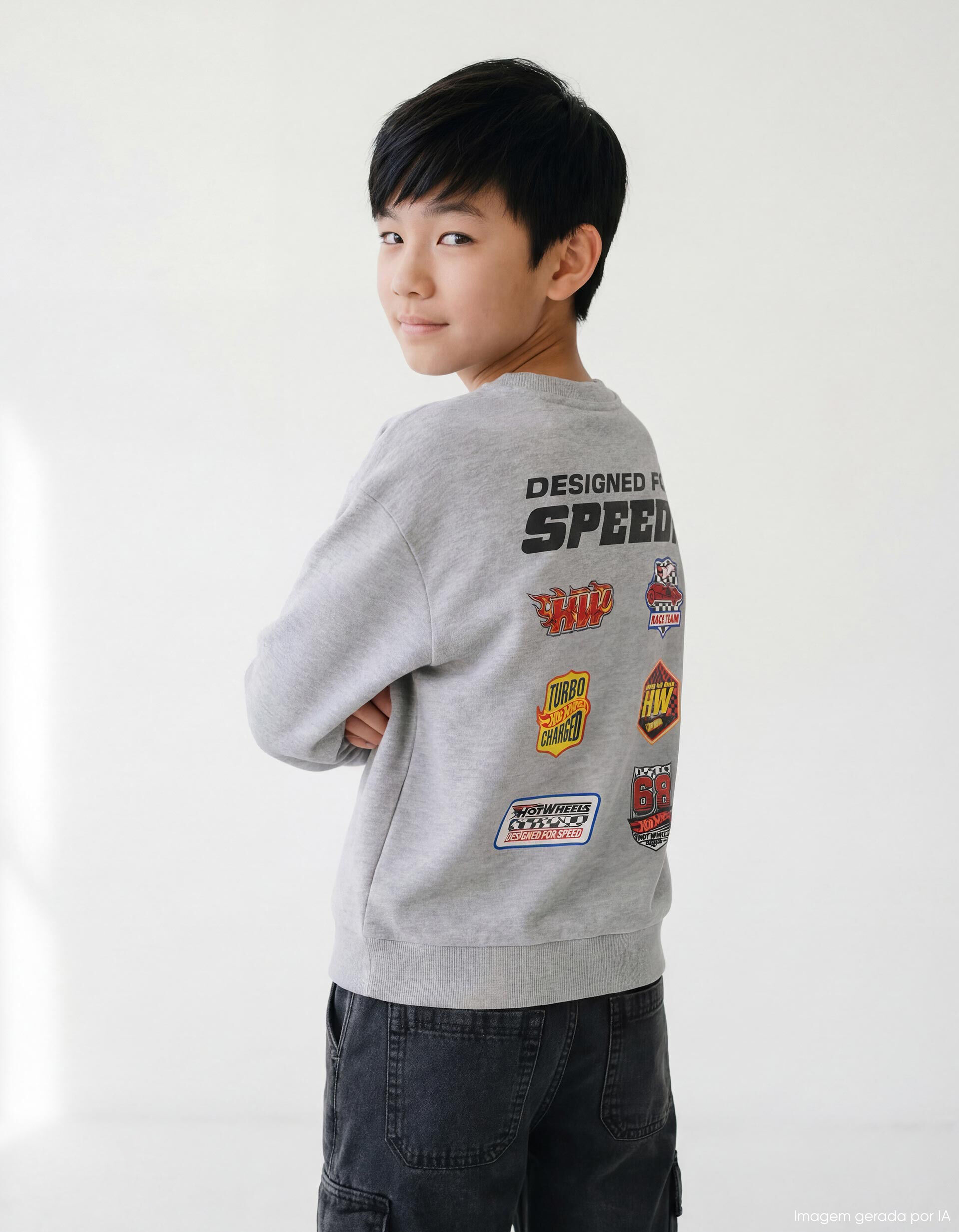Comprar Online Sweatshirt de Felpa 'Hot Wheels', Menino, Cinzento Claro