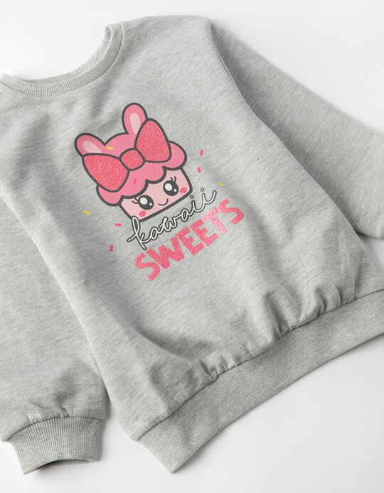 Sweatshirt for Girls 'Sweets', Grey