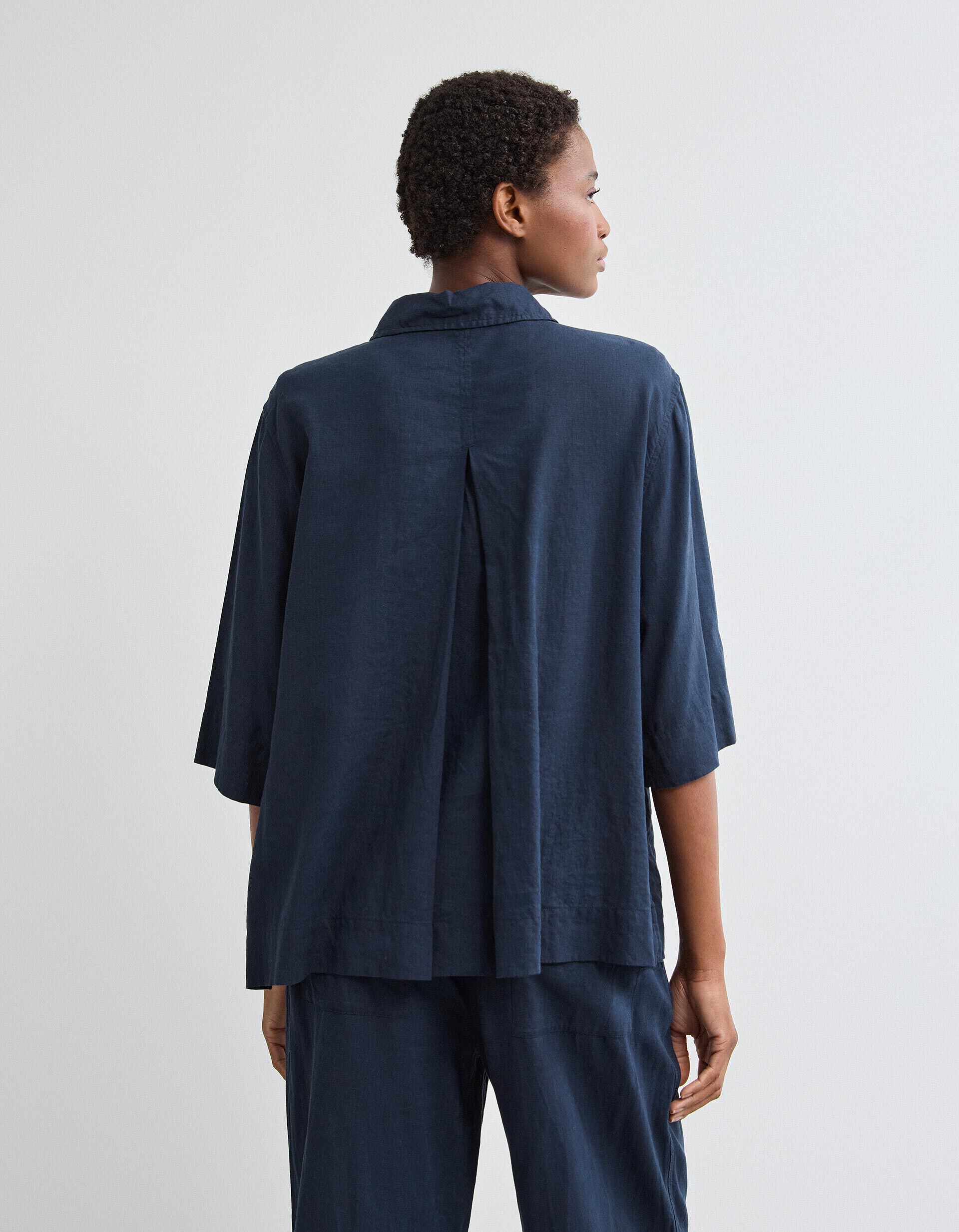 Comprar Online Camisa com Linho, Mulher, Azul Escuro