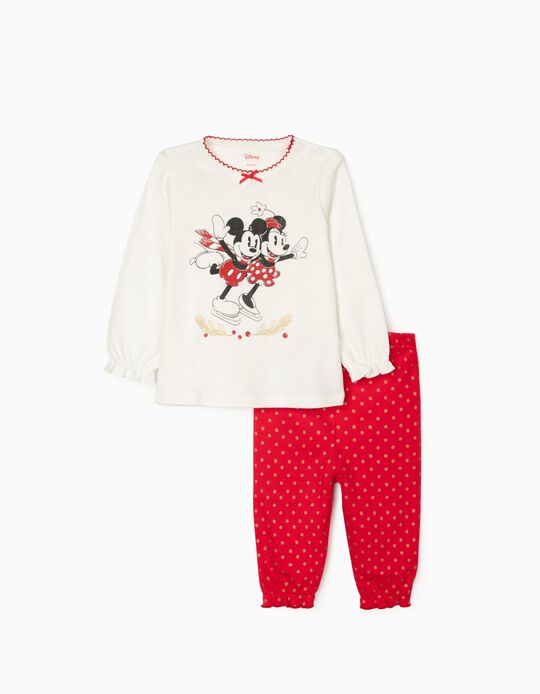 Pijama de Natal para Bebé Menina 'Minnie', Branco/Vermelho