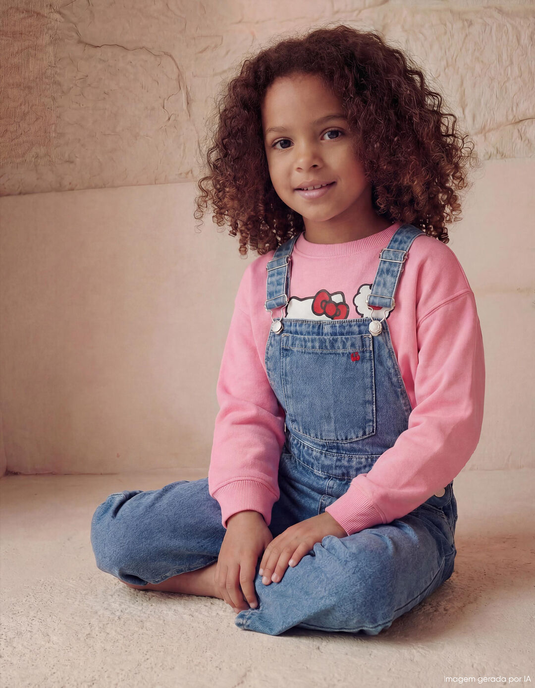 Jardineiras de Ganga 'Wide Leg', Menina, Azul