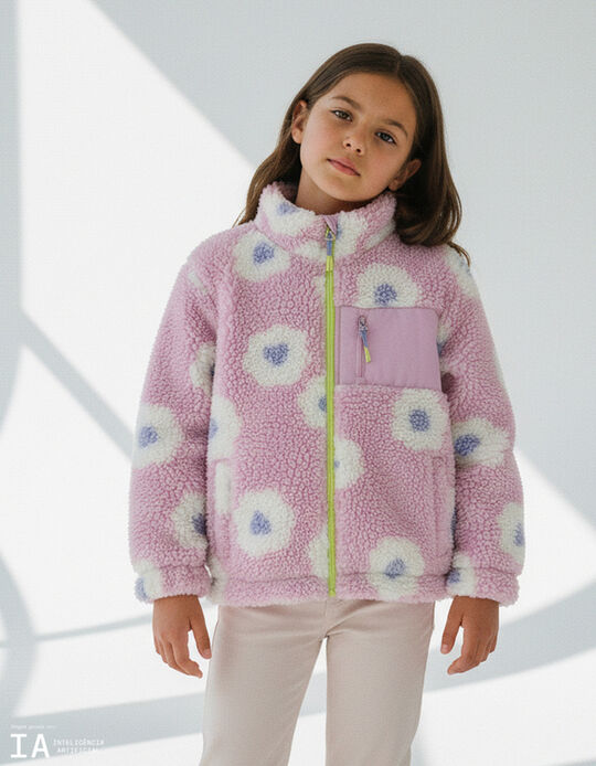 Comprar Online Casaco de Sherpa, Menina, Rosa Claro