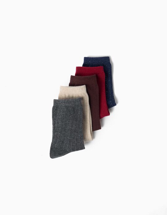 Comprar Online Pack 5 Pares De Meias, Menina, Vermelho Escuro