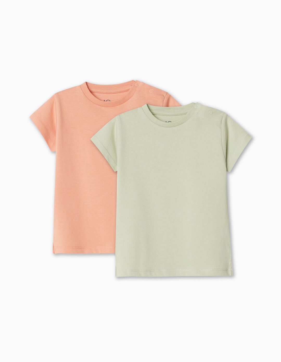 Pack 2 T-shirts, Bebé Menina, Laranja Claro/Verde