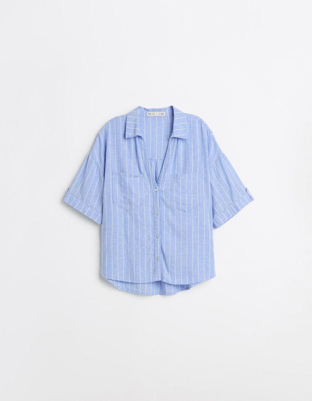 Camisa com Linho, Mulher, Azul