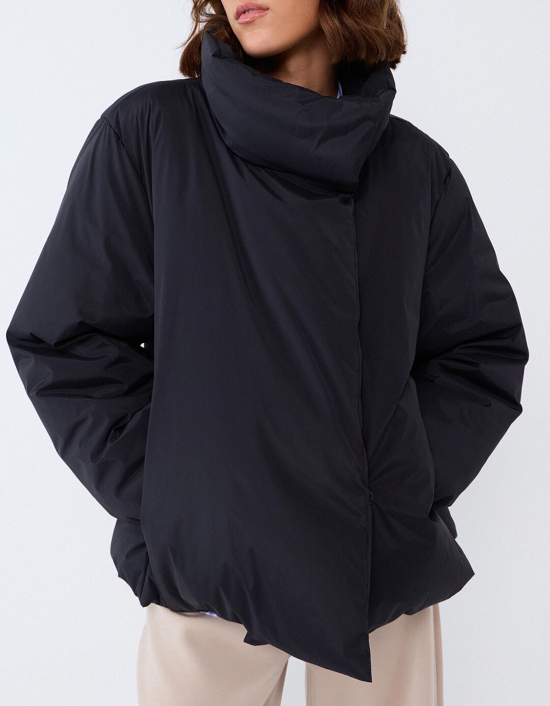 Casaco Acolchoado Oversize, Mulher, Cinzento Escuro
