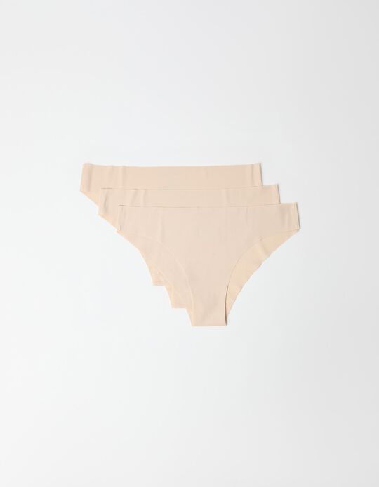 Comprar Online Pack 3 Cuecas Brief Corte Laser, Mulher, Bege Claro