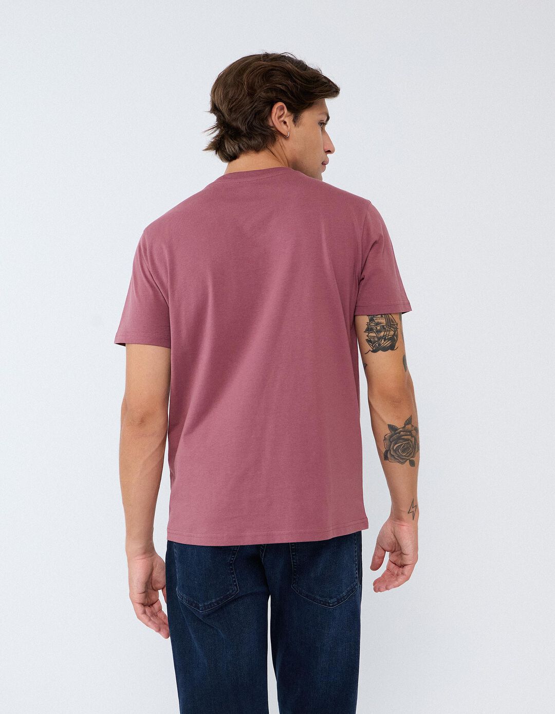 T-shirt Jersey Estampada, Homem, Rosa Escuro