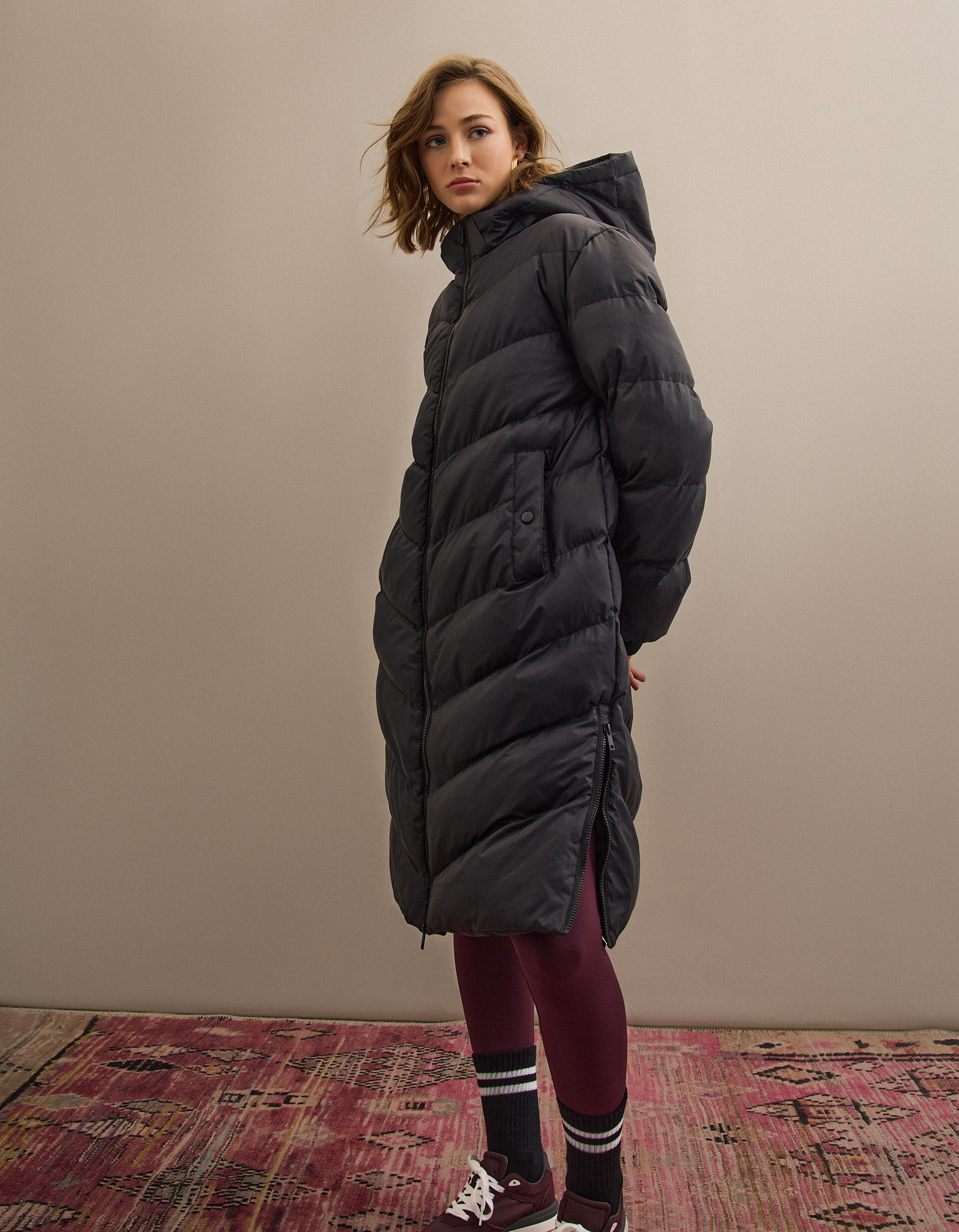 Comprar Online Casaco Acolchoado Comprido, Mulher, Preto