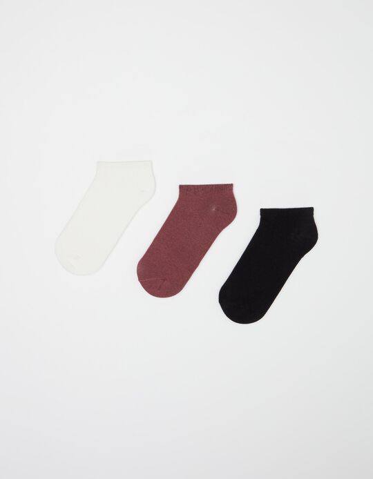 3 Pairs of Short Socks Pack, Women, Multicolour
