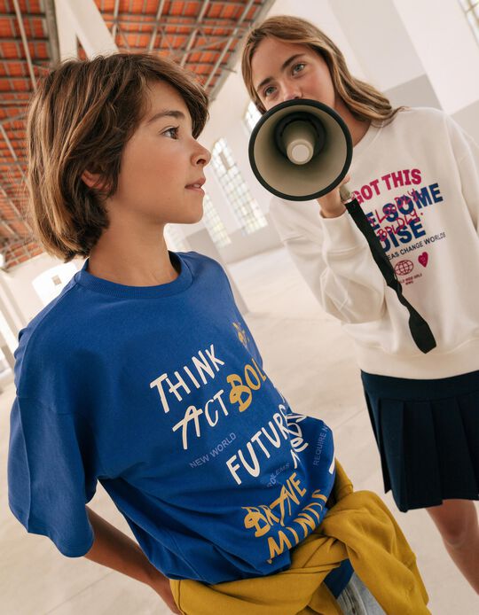 Comprar Online T-shirt Estampada 'Loose Fit', Menino, Azul Escuro