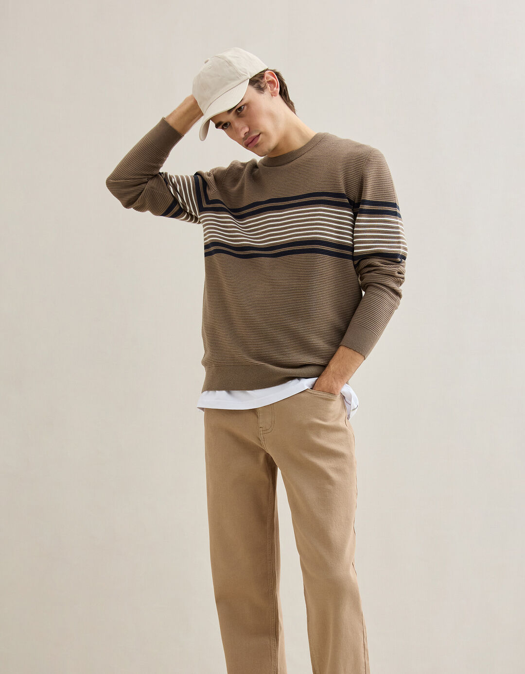 Camisola de Malha, Homem, Castanho