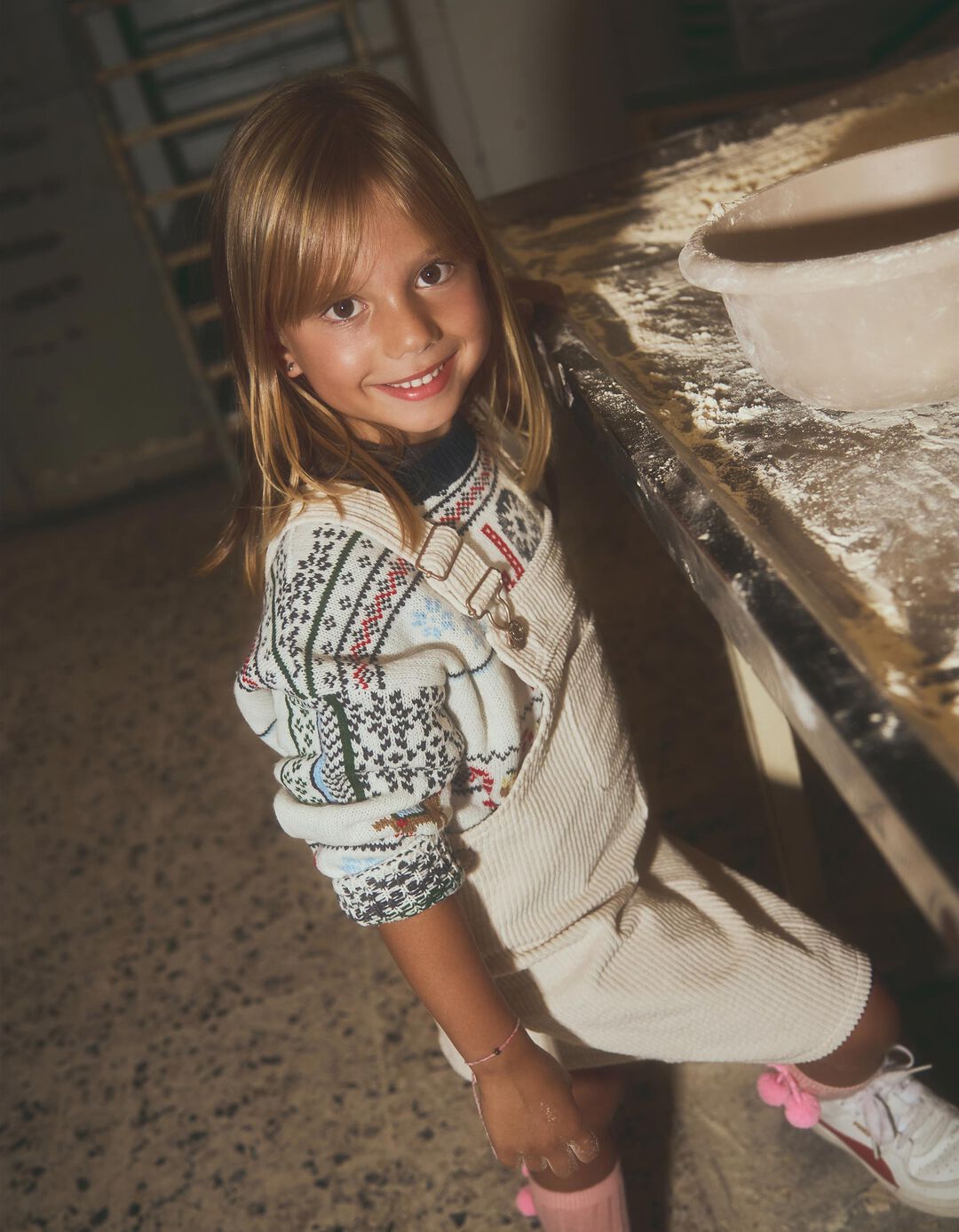 Camisola de Malha, Menina, Bege Claro
