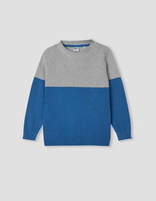 Sweater, Boy, Blue/ Gray