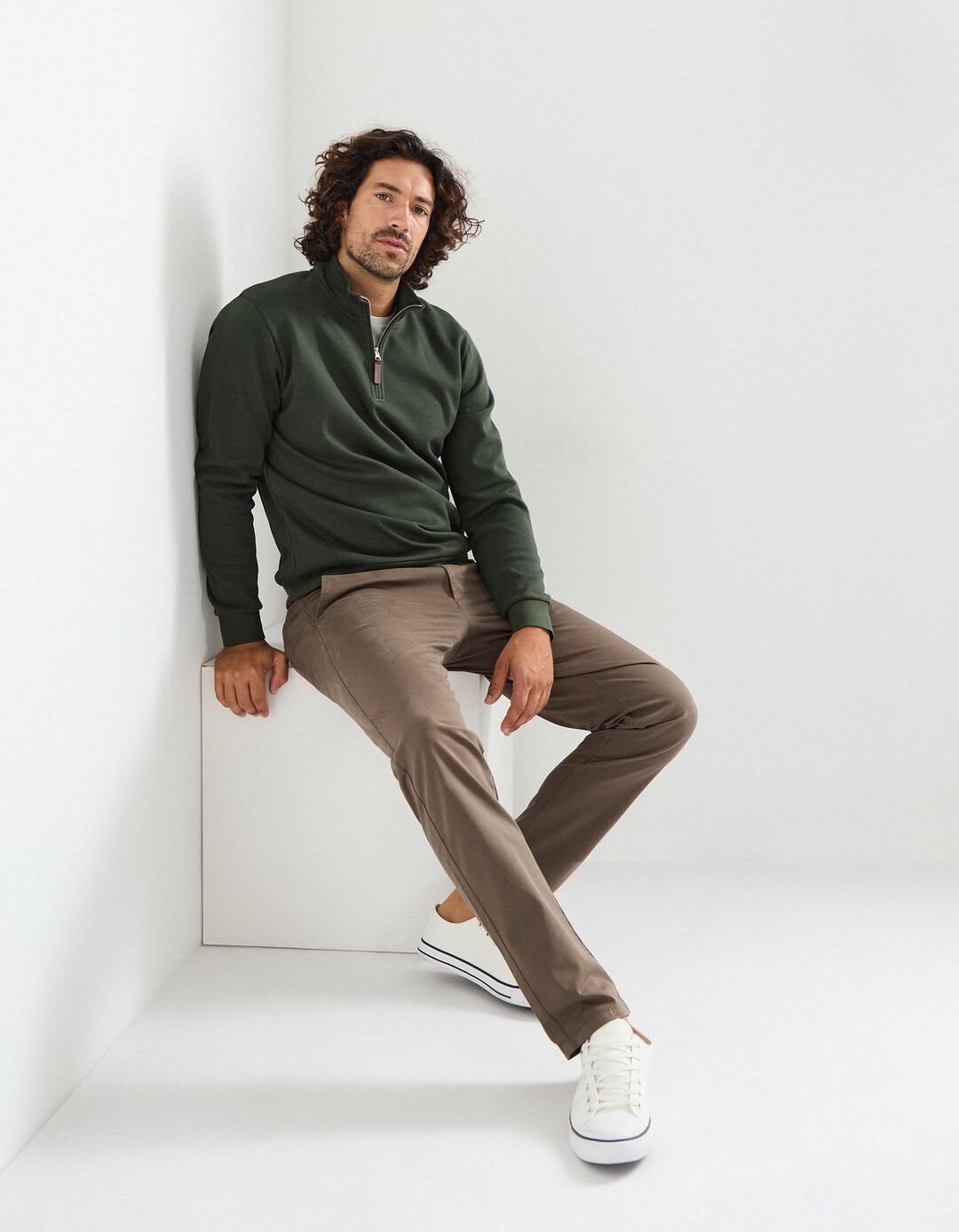 Calças Chino Slim, Homem, Castanho