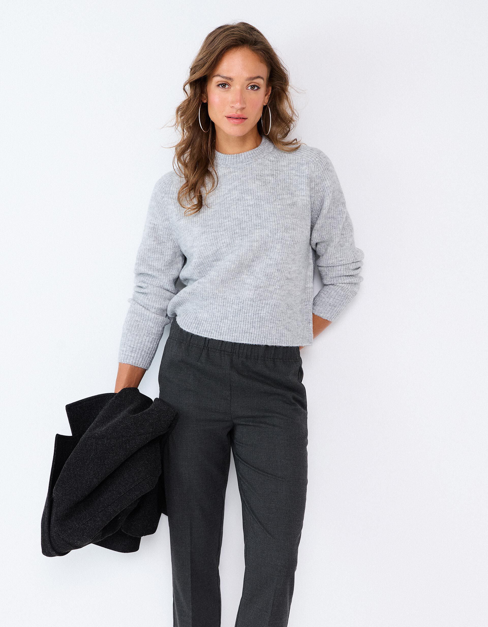 Comprar Online Camisola De Malha, Mulher, Cinzento Claro