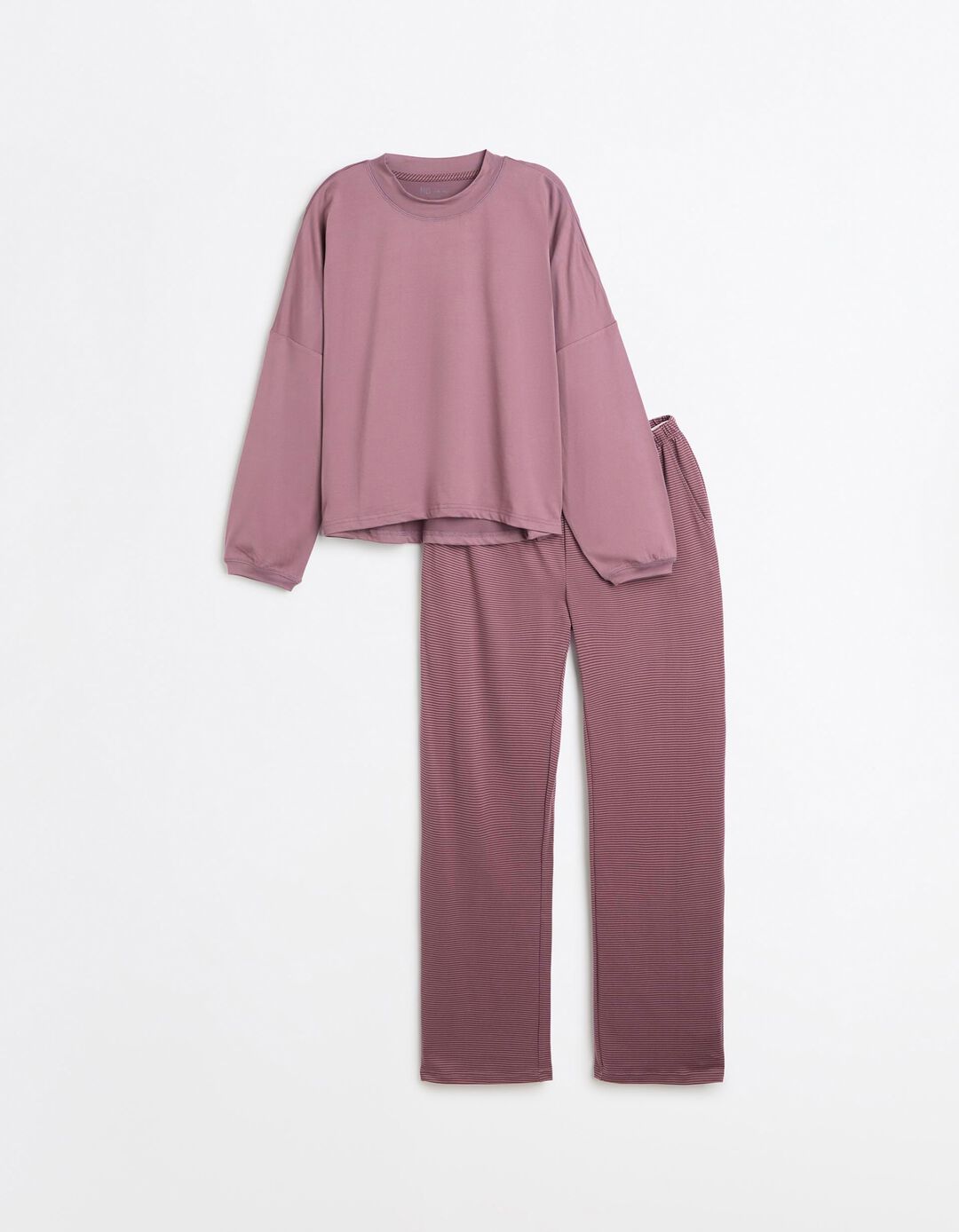 Pijama De Malha &Agrave;s Riscas, Mulher, Rosa Escuro