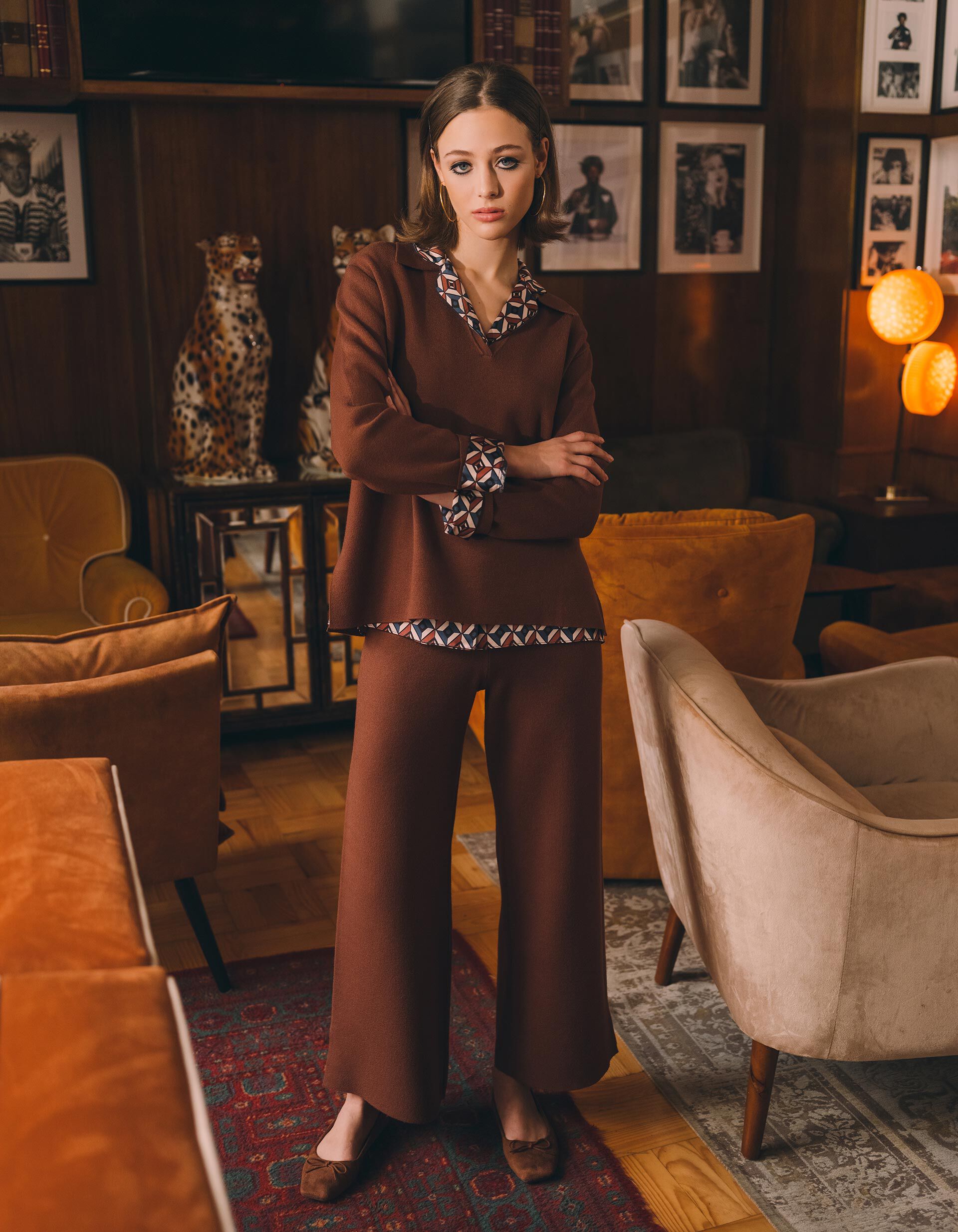 Comprar Online Cal&ccedil;as de Malha, Mulher, Castanho Escuro