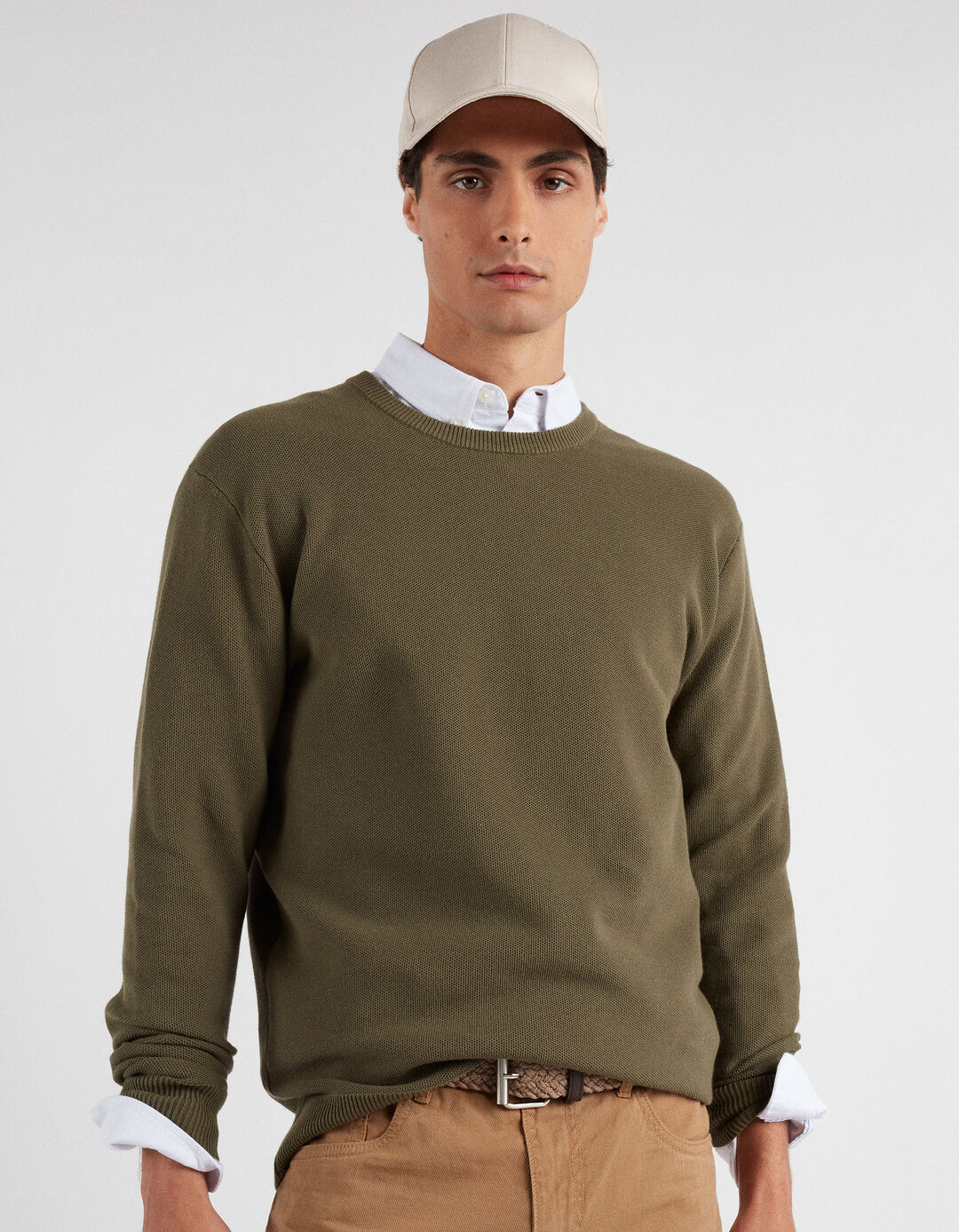 Textured Knit Sweater, Men, Dark Green