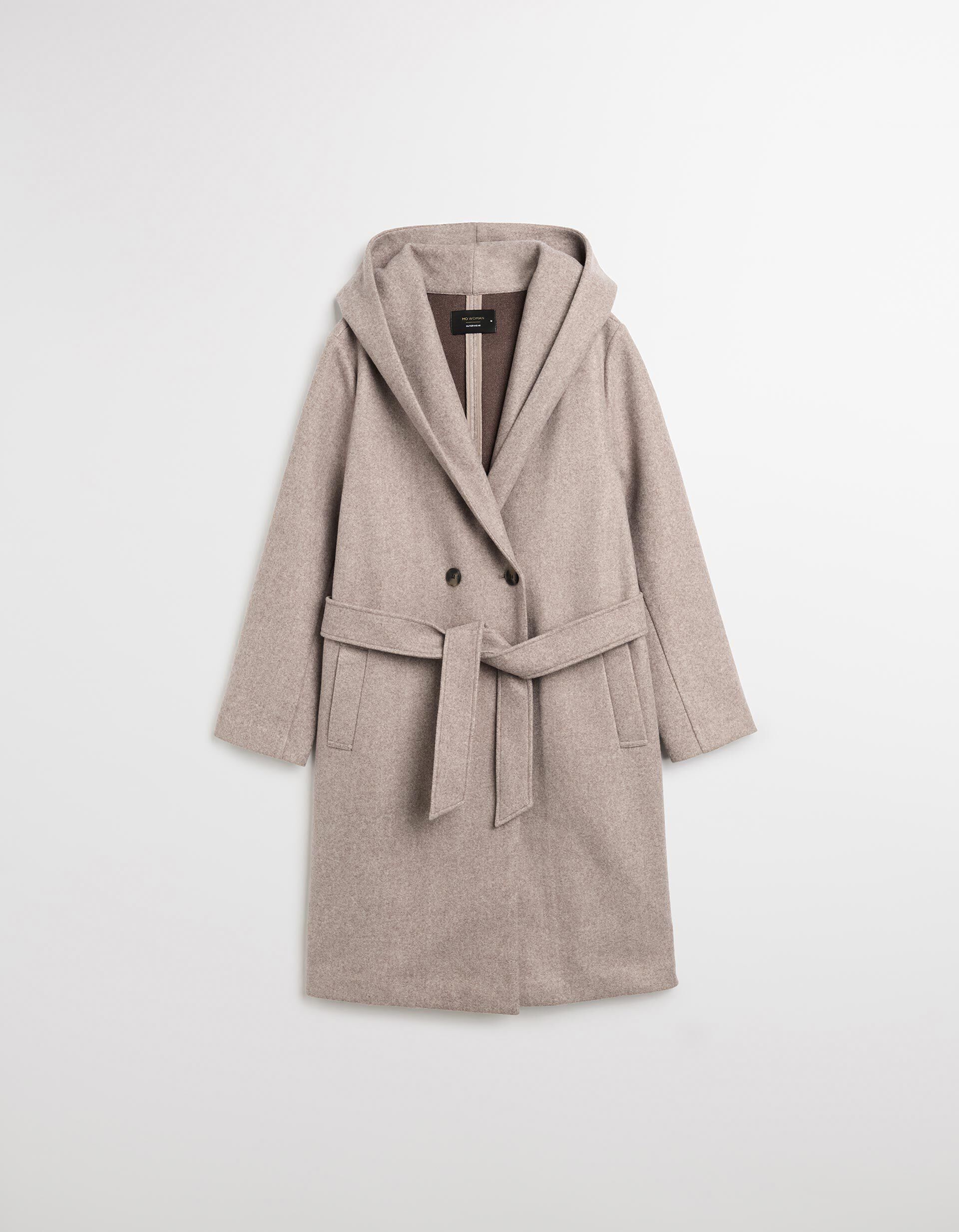 Comprar Online Casaco Comprido com Capuz, Mulher, Bege 