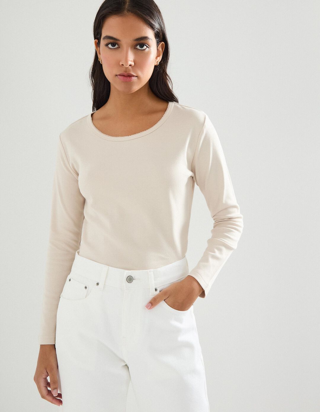 Camisola Interior, Mulher, Bege 