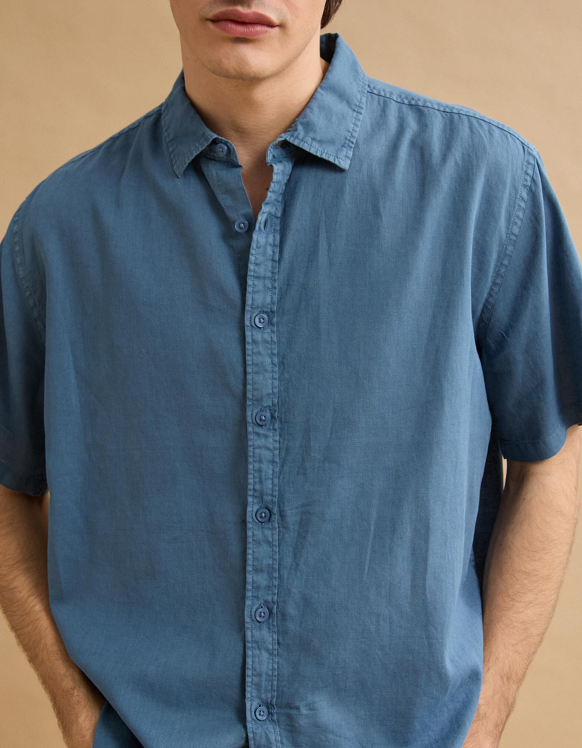 Comprar Online Camisa com Linho, Homem, Azul