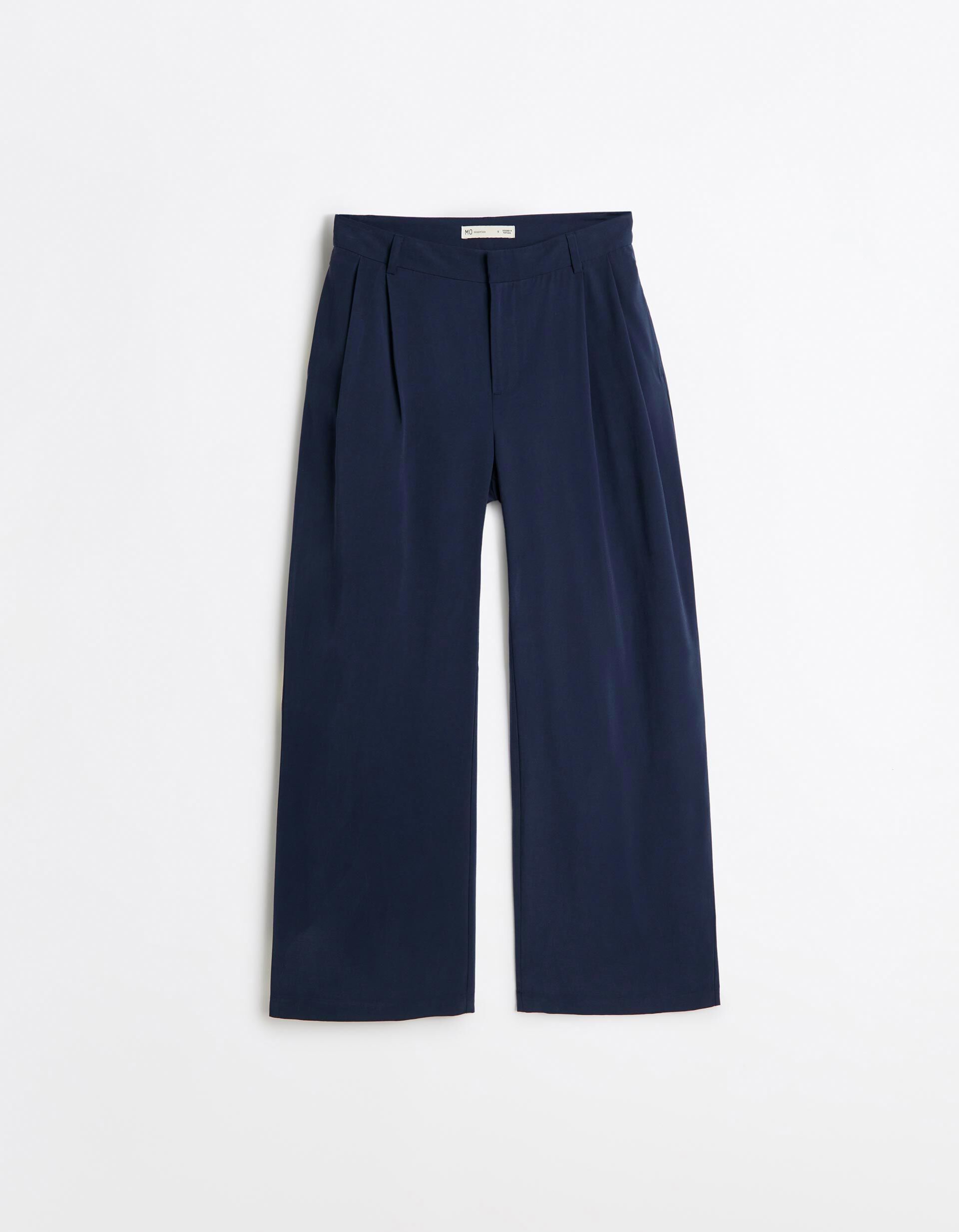 Comprar Online Cal&ccedil;as Elegantes Com Prega, Mulher, Azul Escuro