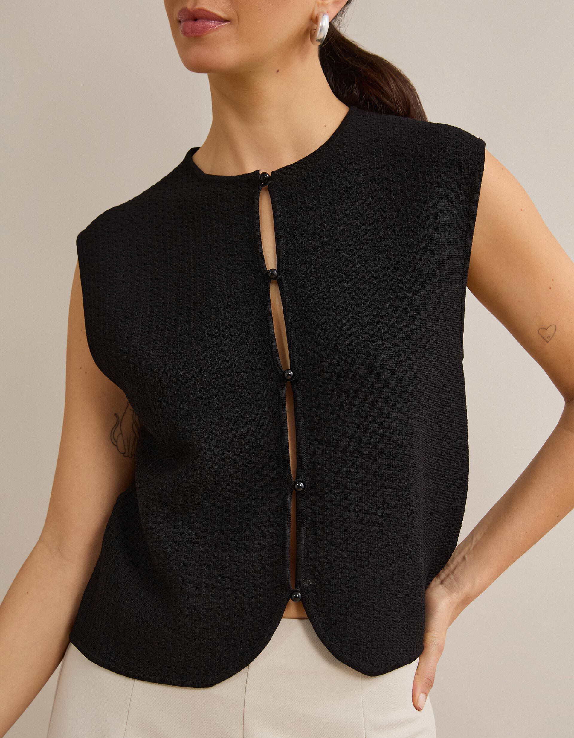 Comprar Online Colete Tricotado, Mulher, Preto