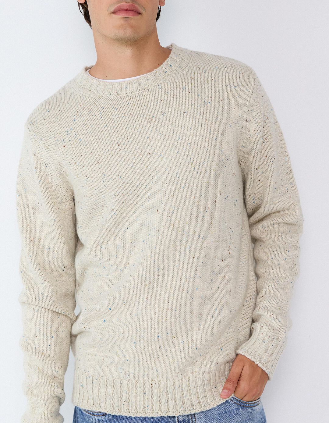 Camisola De Malha, Homem, Bege Claro