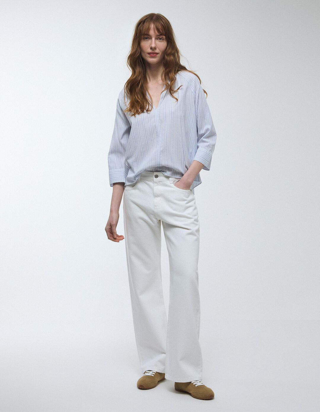 Cal&ccedil;as de Ganga Wide Leg, Mulher, Branco