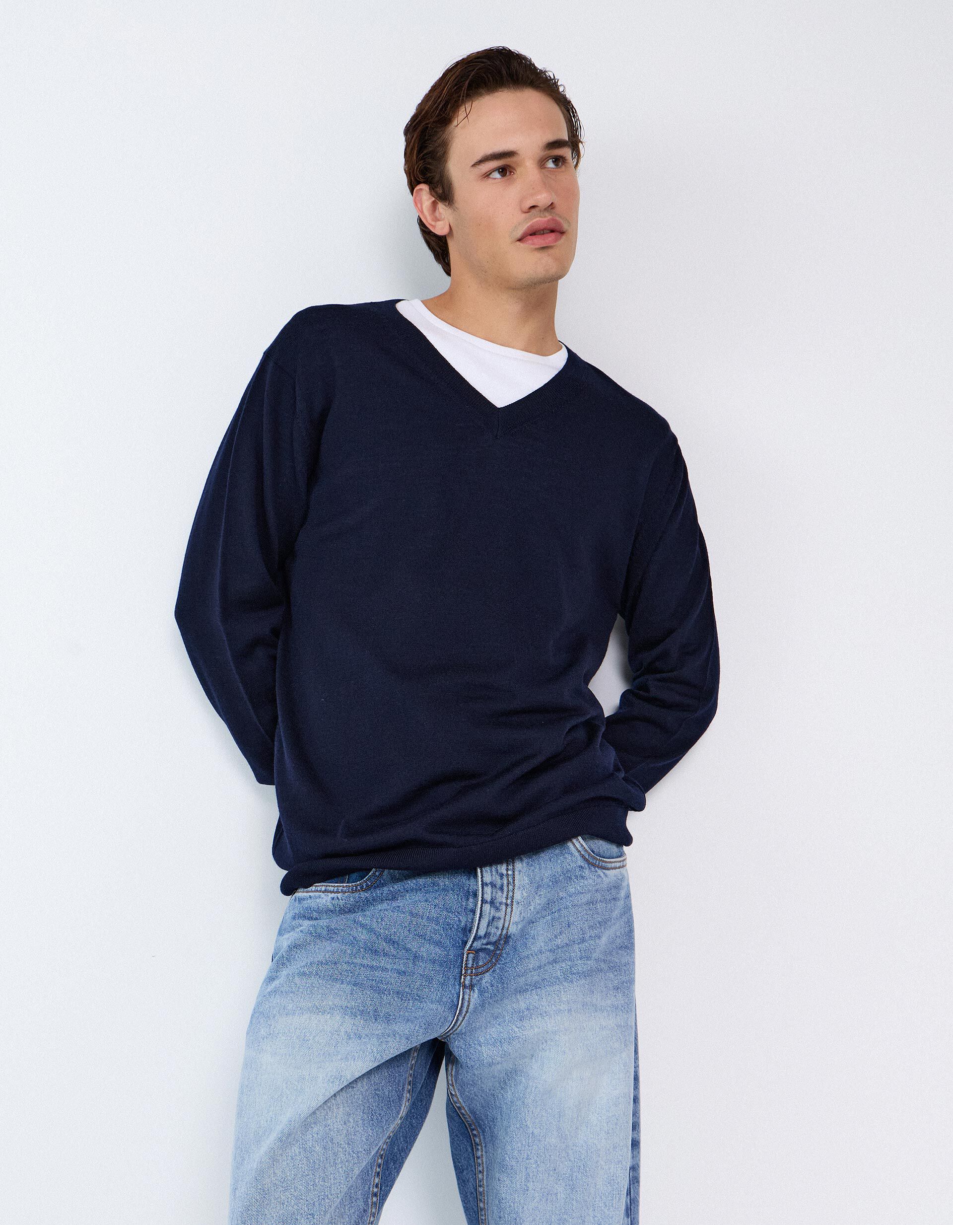 Comprar Online Camisola De L&atilde; Merino, Homem, Azul Escuro