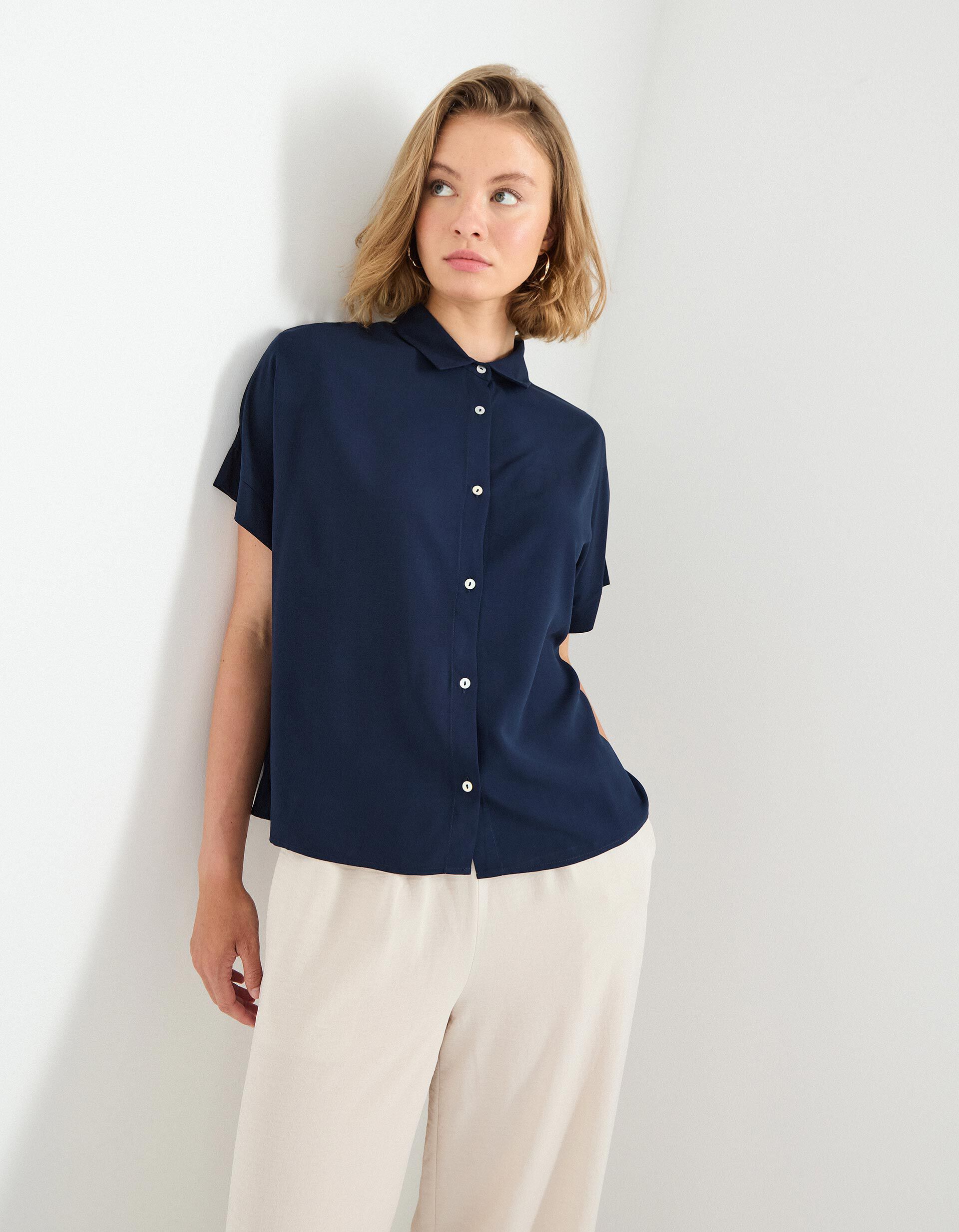Comprar Online Camisa Viscose, Mulher, Azul Escuro