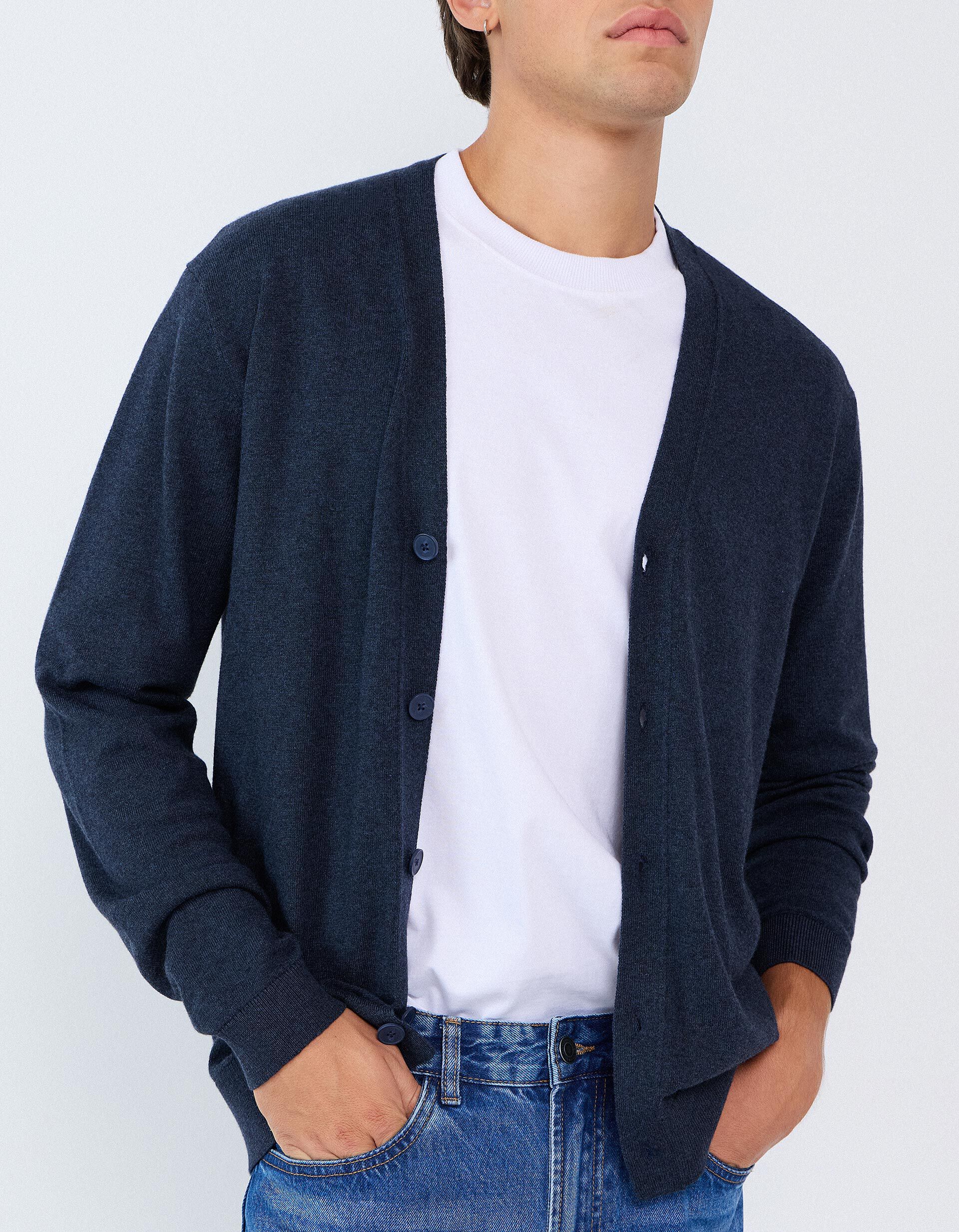Comprar Online Casaco De Malha Com Caxemira, Homem, Azul Escuro