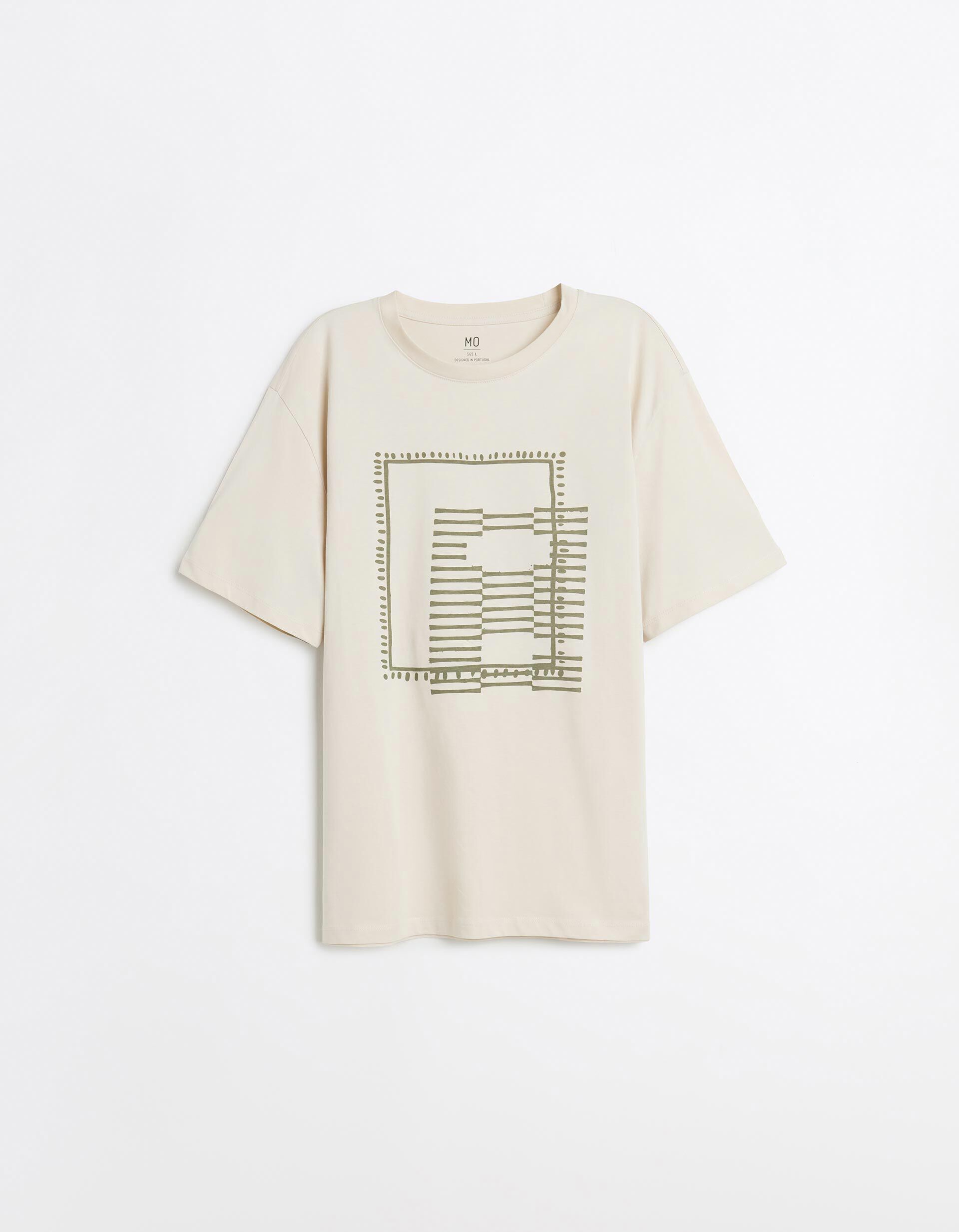 Comprar Online T-shirt Jersey Estampada, Homem, Bege Claro