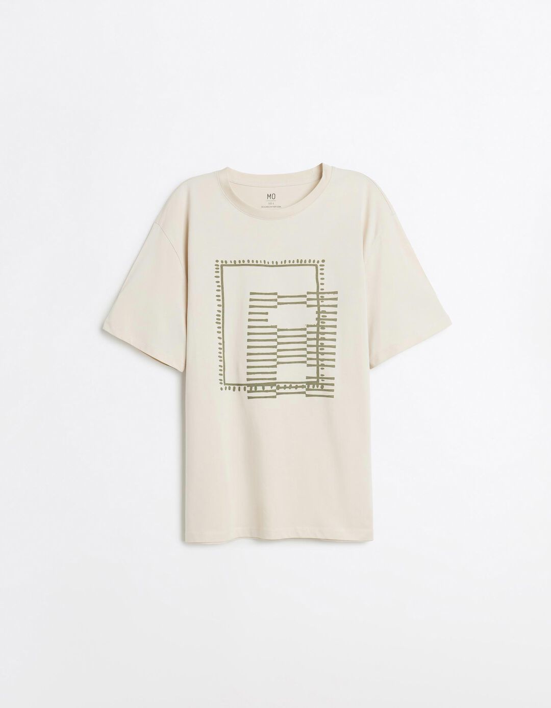 T-shirt Jersey Estampada, Homem, Bege Claro