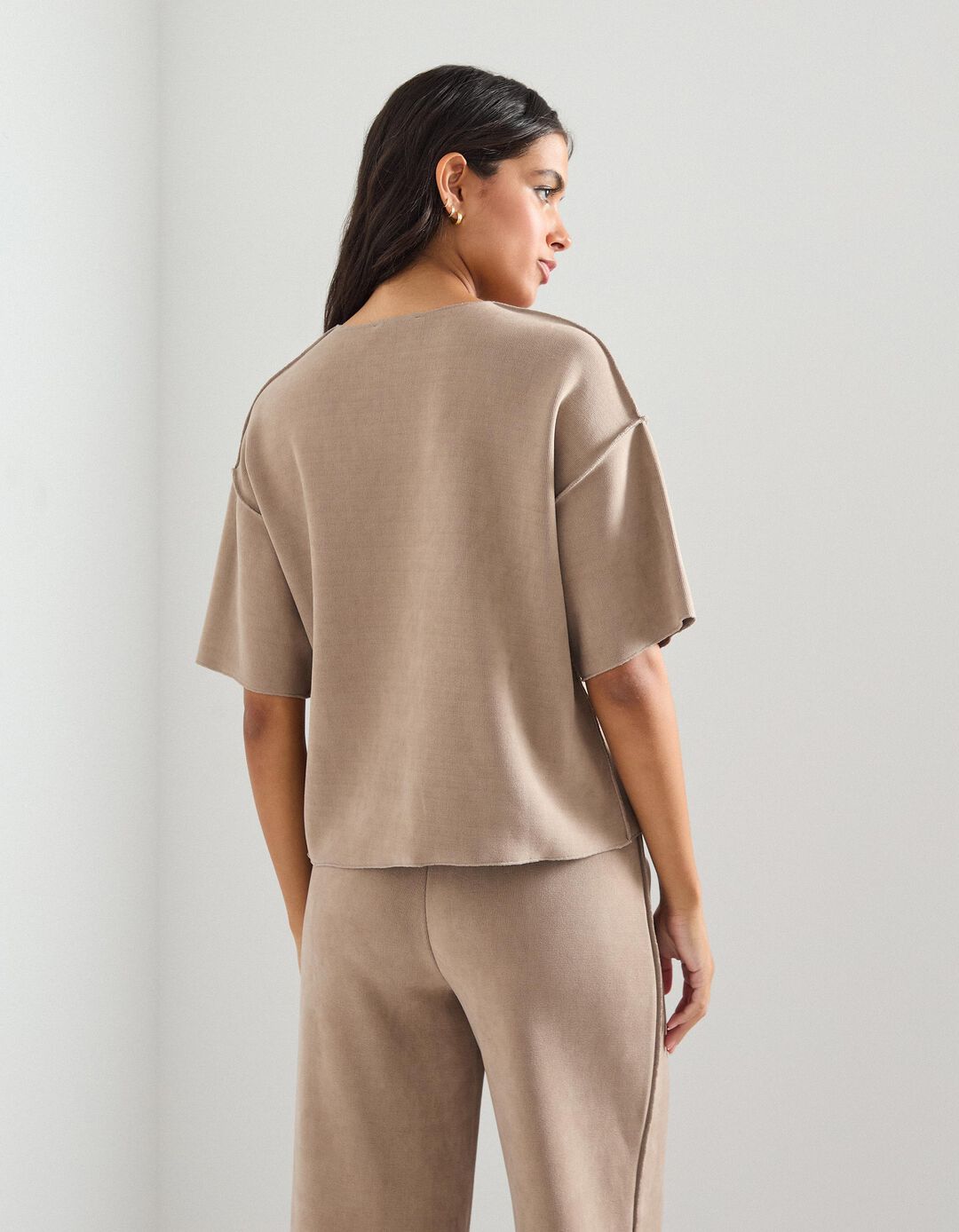 T-shirt, Mulher, Bege Escuro