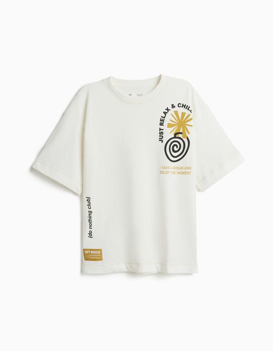 Comprar Online T-shirt 'Loose Fit', Menino, Branco