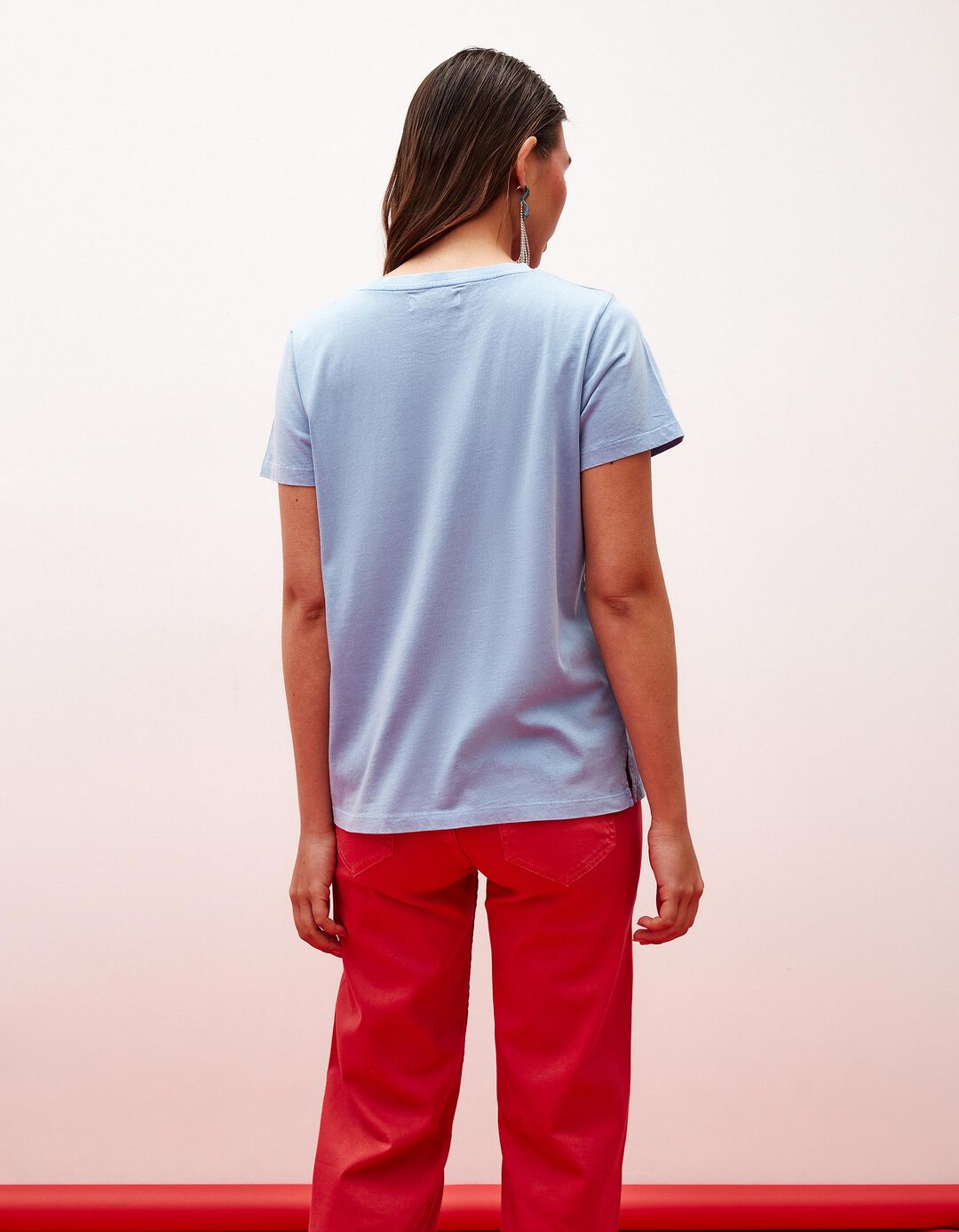 T-shirt com Missangas, Mulher, Azul