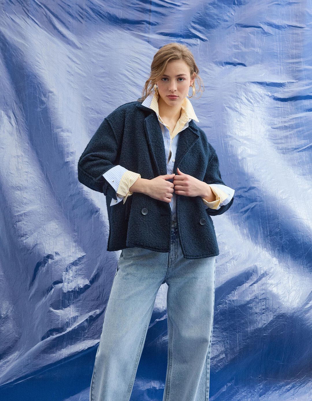 Casaco, Mulher, Azul Escuro