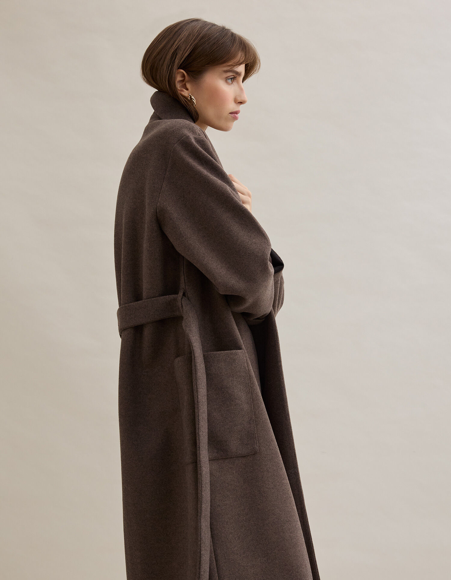 Comprar Online Casaco Comprido, Mulher, Castanho Escuro 