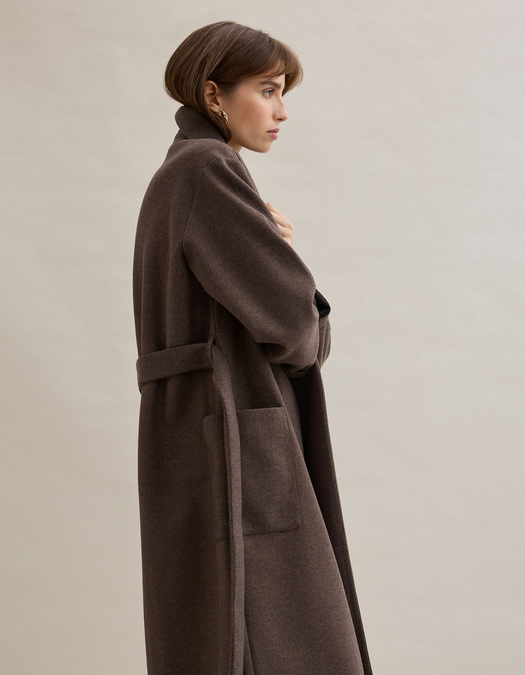 Casaco Comprido, Mulher, Castanho Escuro 