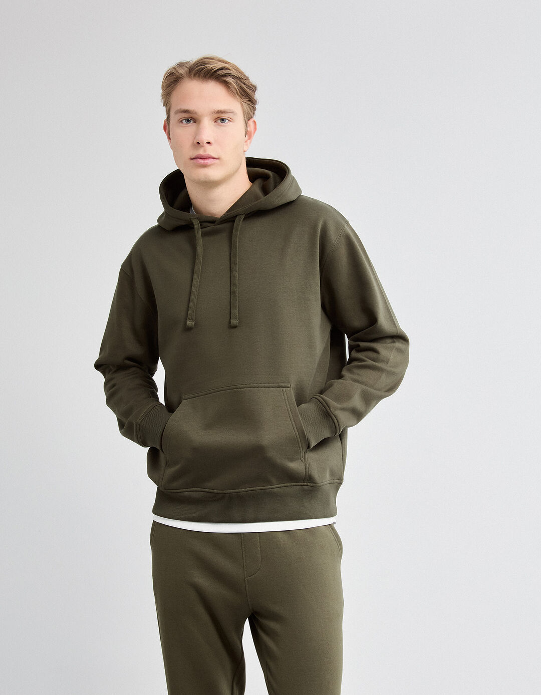 Sweatshirt com Capuz, Homem, Verde Escuro