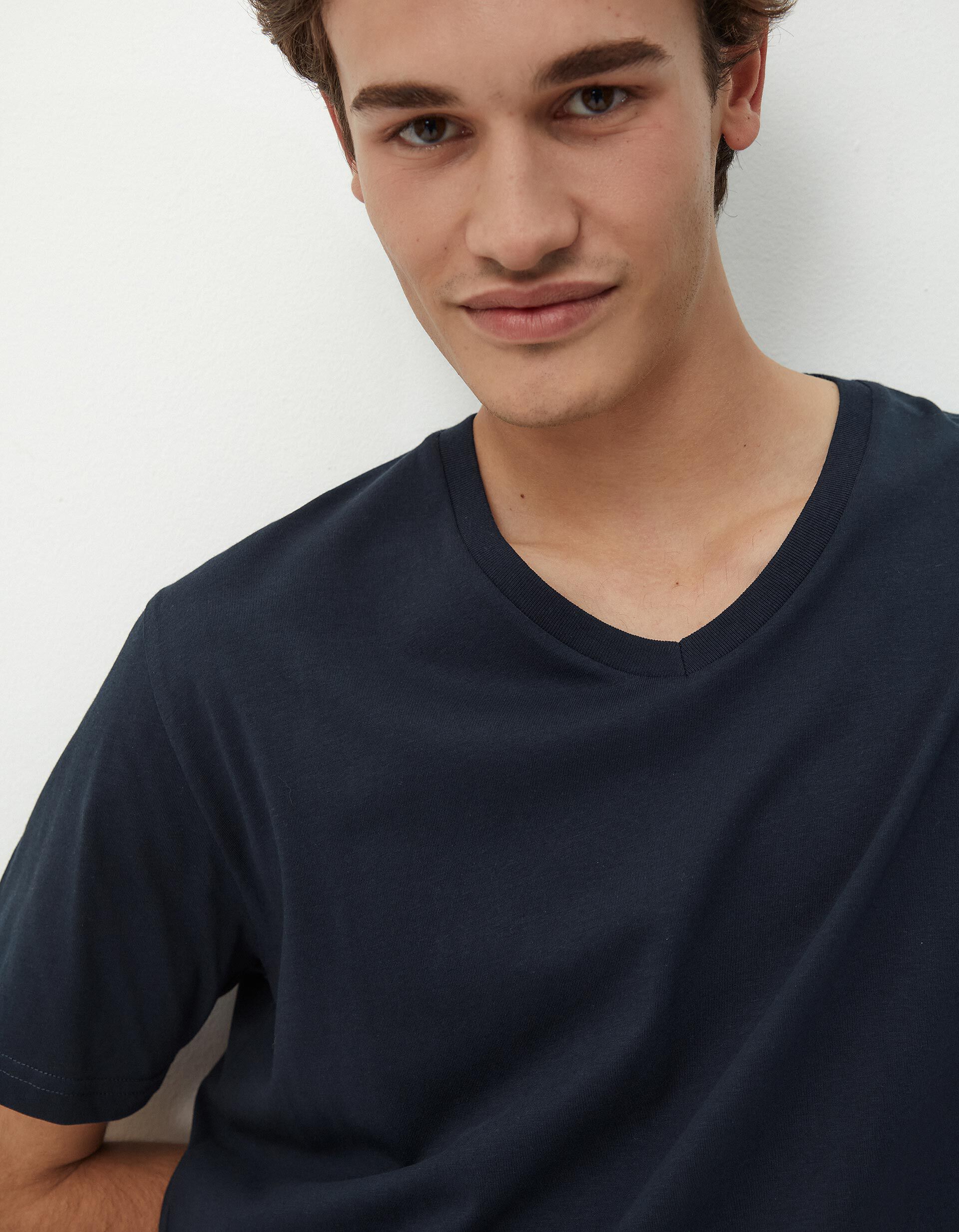 Comprar Online T-shirt Decote em V, Homem, Azul Escuro