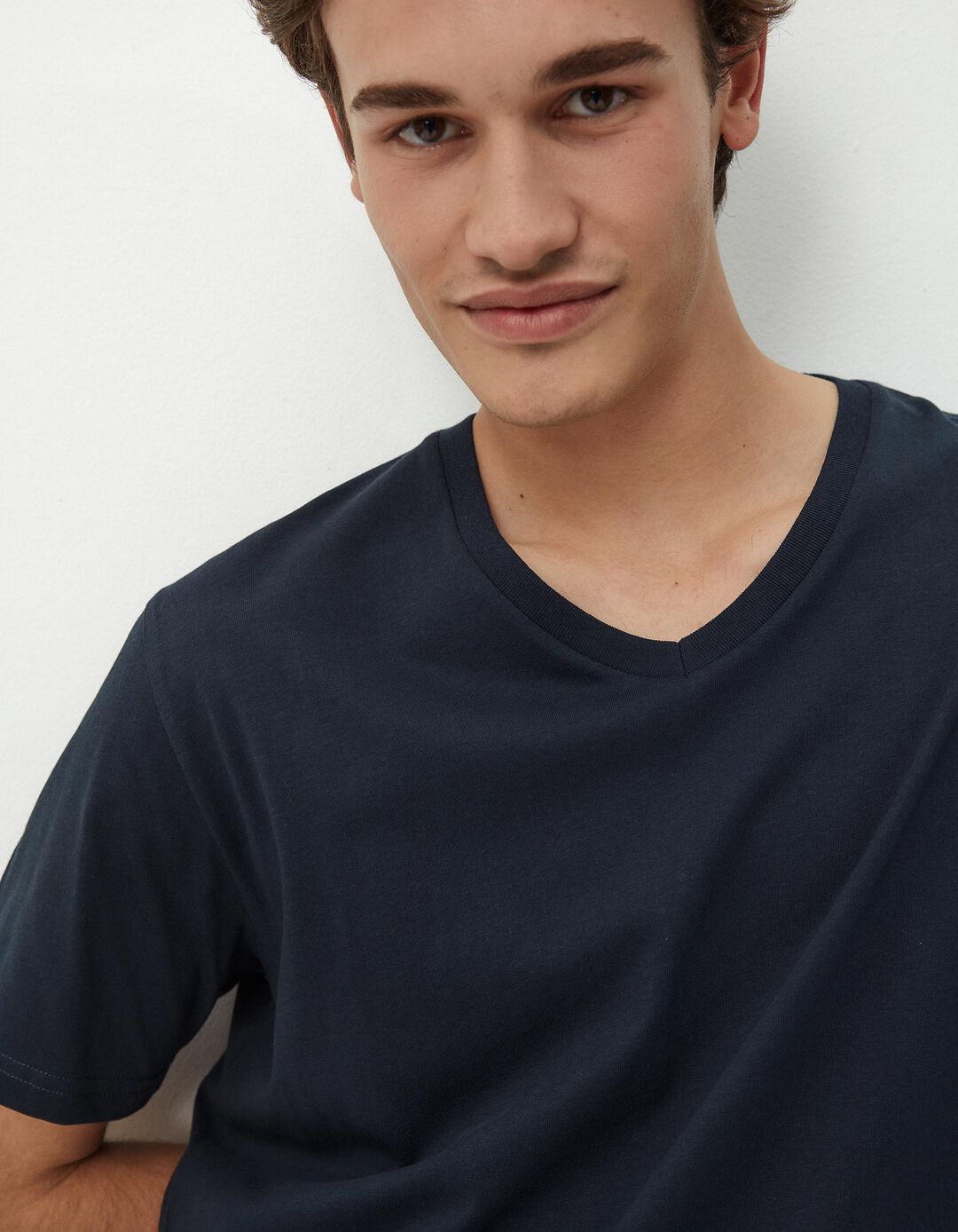 T-shirt Decote em V, Homem, Azul Escuro