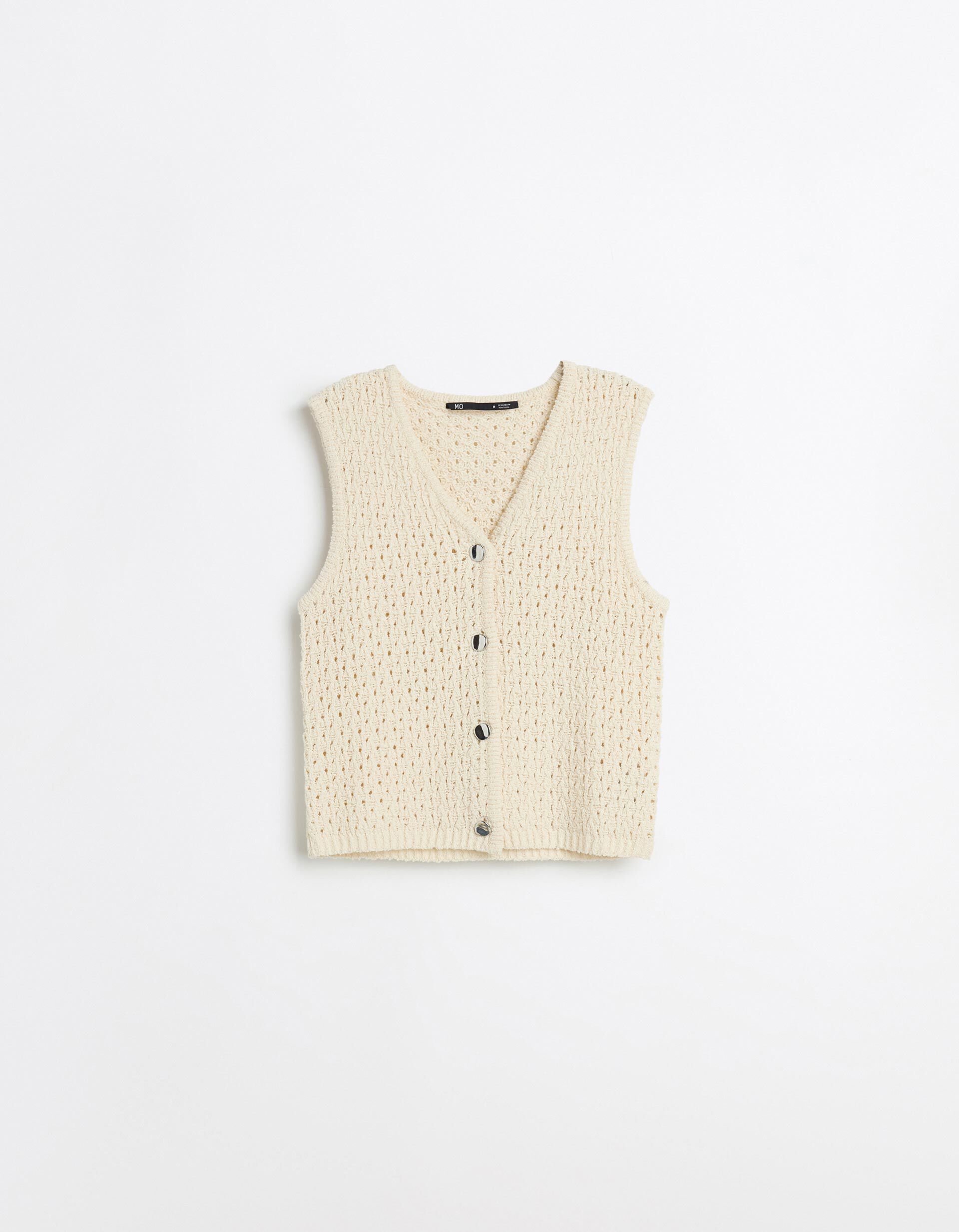 Comprar Online Colete de Malha, Mulher, Bege Claro