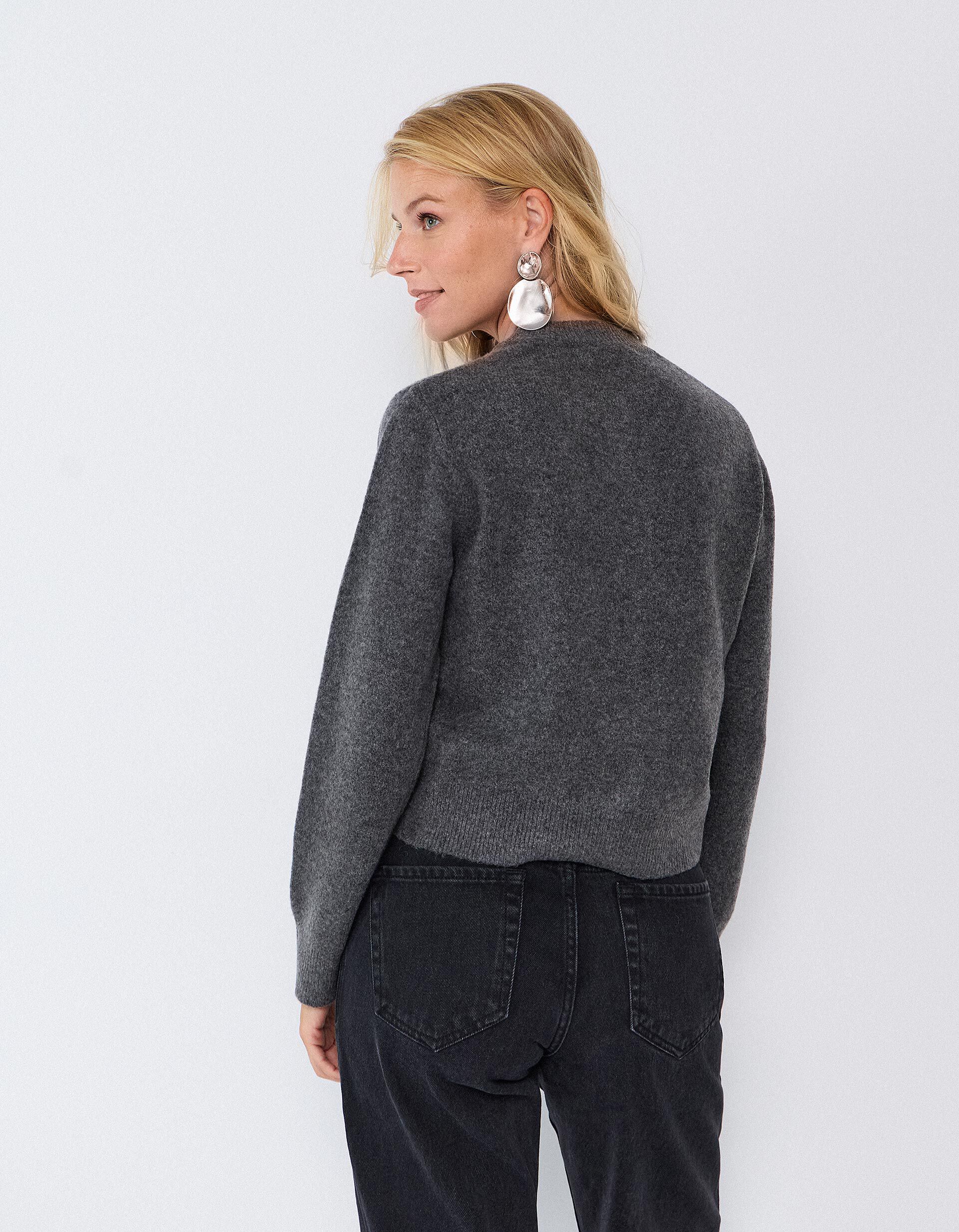 Comprar Online Casaco De Malha Tricotada, Mulher, Cinzento