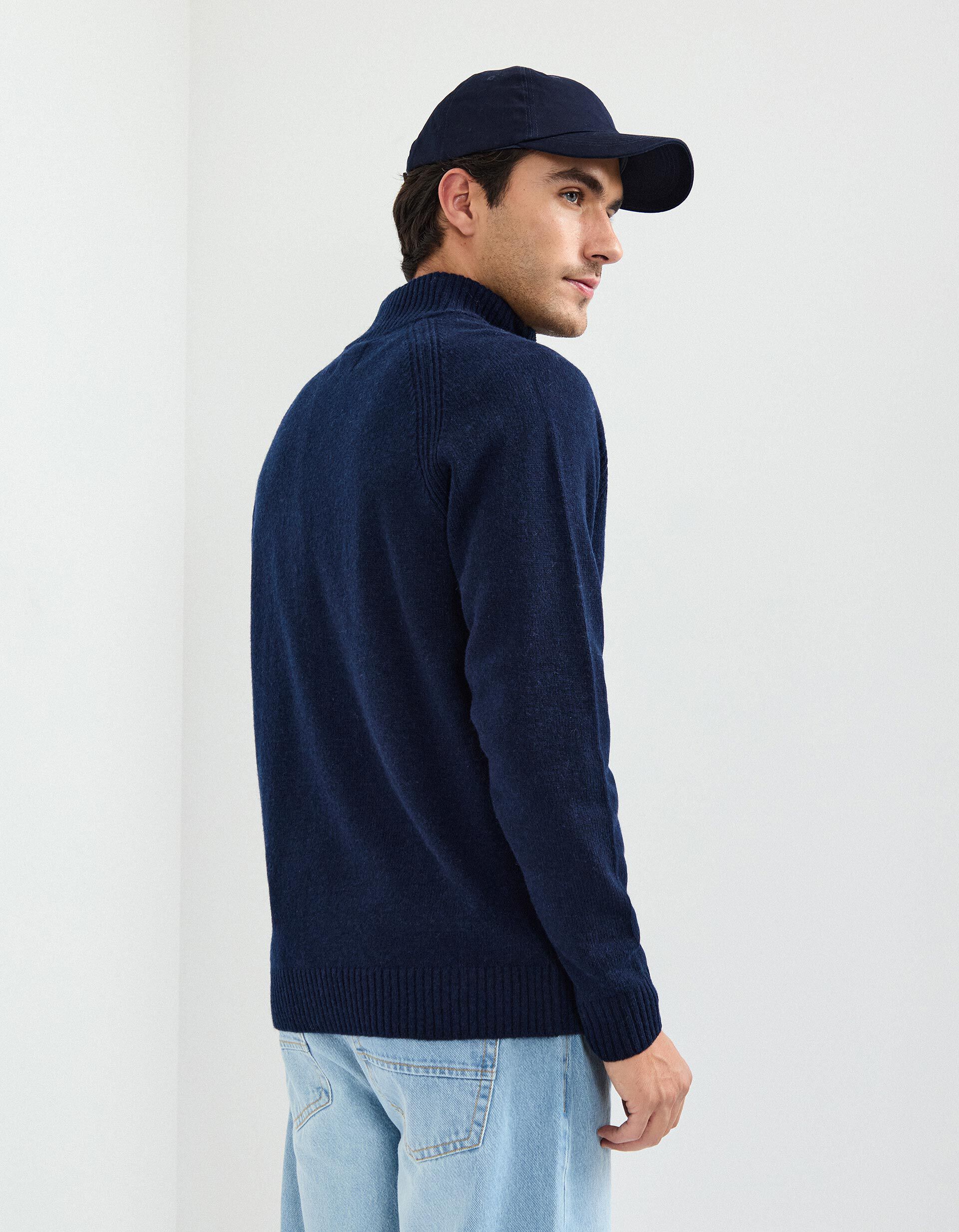 Comprar Online Casaco de Fecho com L&atilde;, Homem, Azul Escuro