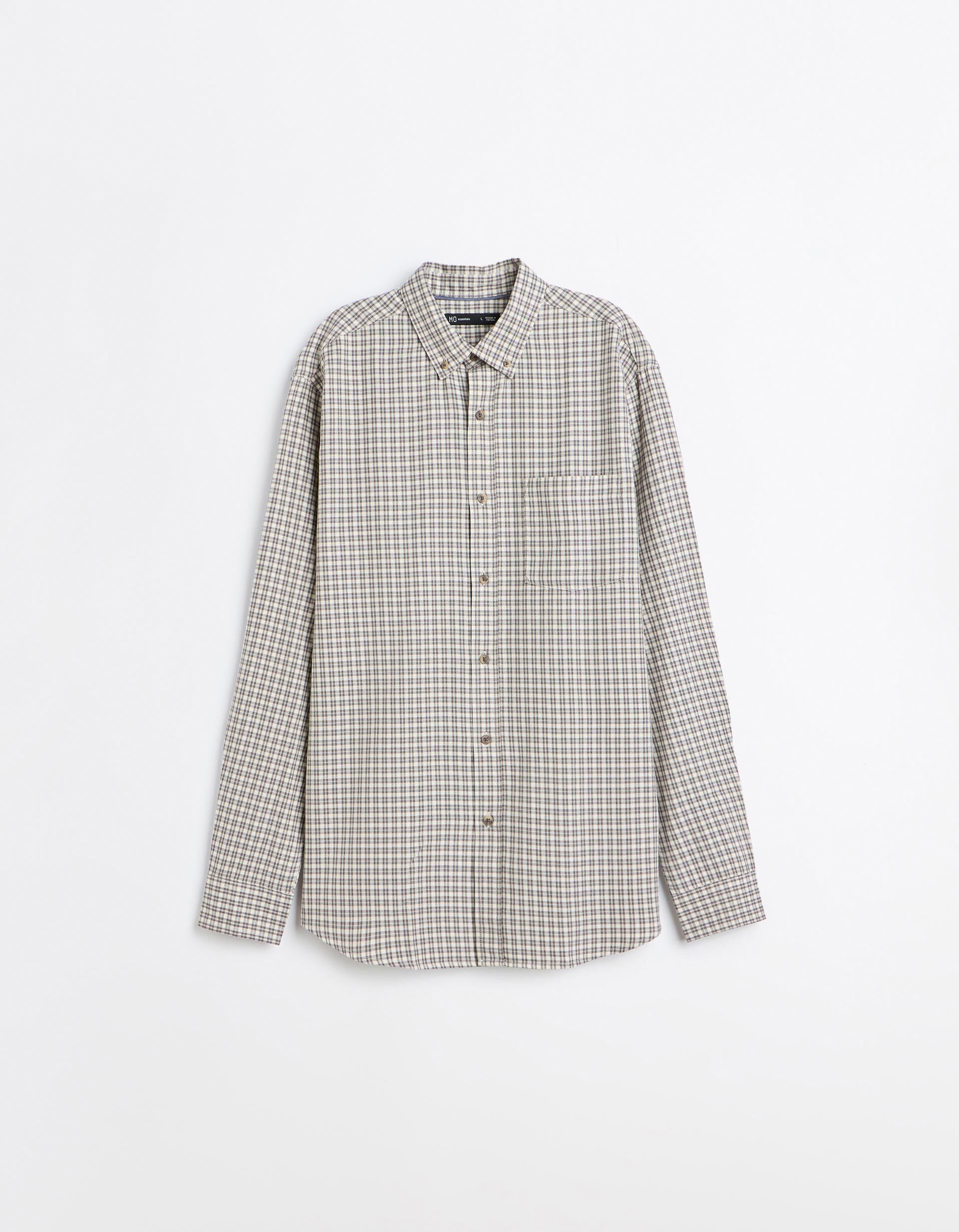 Comprar Online Camisa Xadrez, Homem, Bege Claro