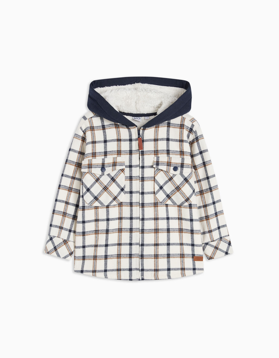 Checkered Interior Sherpa Hooded Overshirt, Boy, Multiple colors
